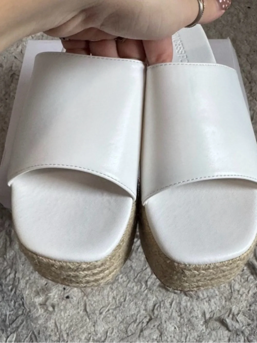 Princess Polly Arton Espadrille Platform Sandals White Size 8